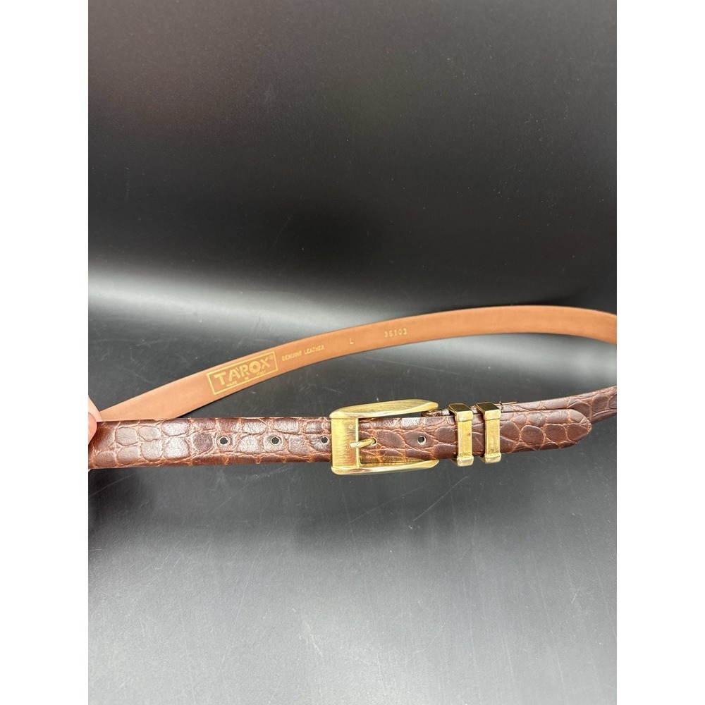 Vintage Italian Genuine, Leather Crocodile, Embossed, Quiet Luxury, Leather Belt
